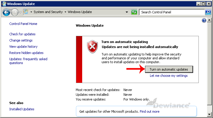 Turn on windows automatic update